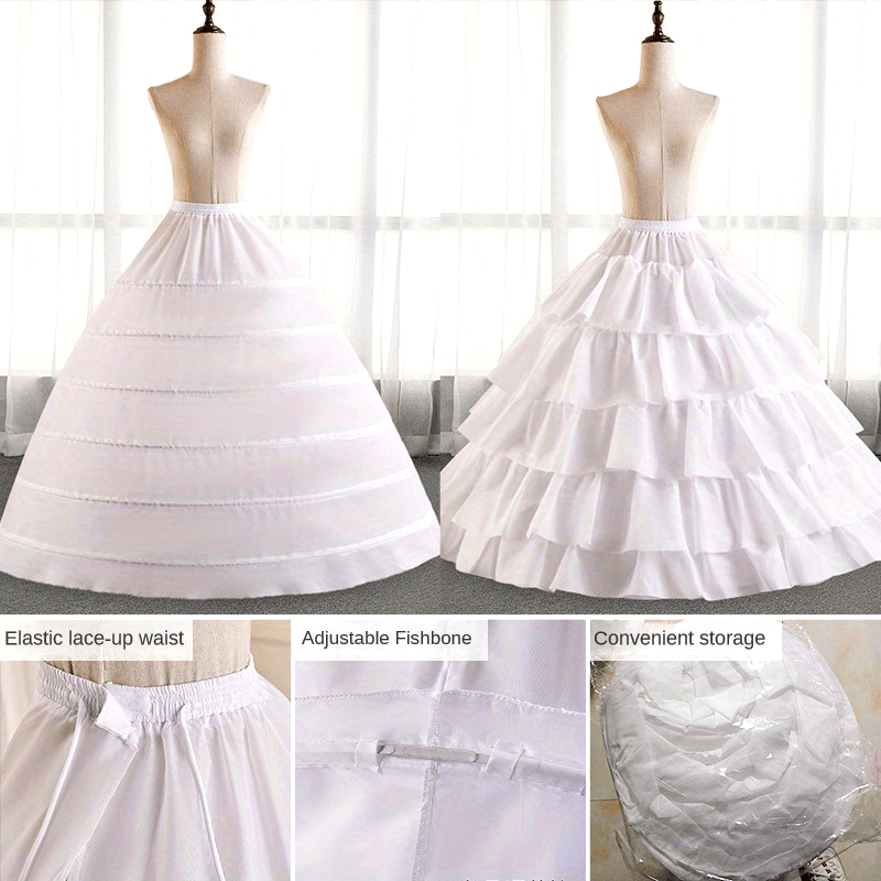 Wedding Dress with Multiple Hoops and Fluffy Underskirt for Bridal Gown