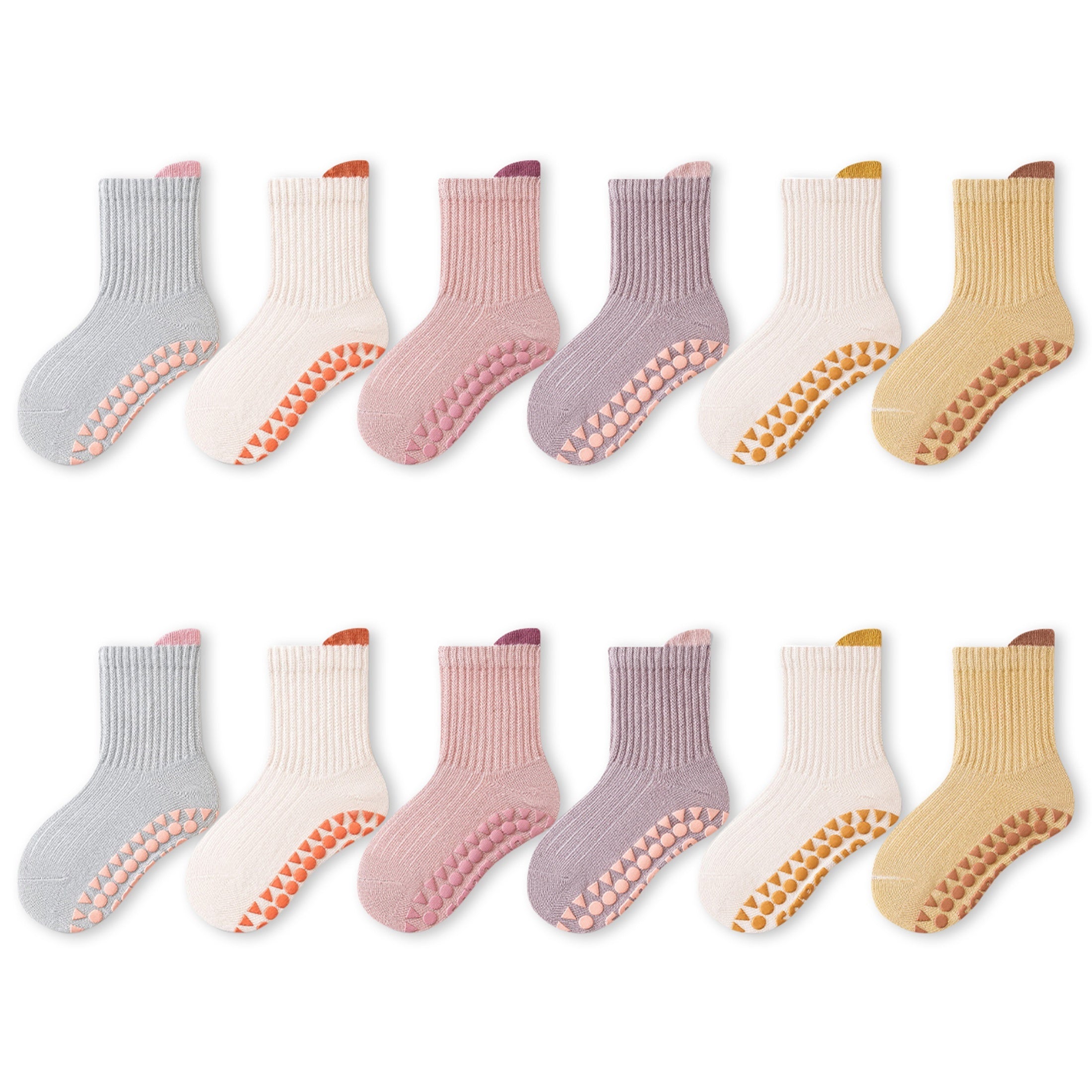 Calcetines infantiles hasta la rodilla, 6 pares, antideslizantes, con suela suave para niños y niñas