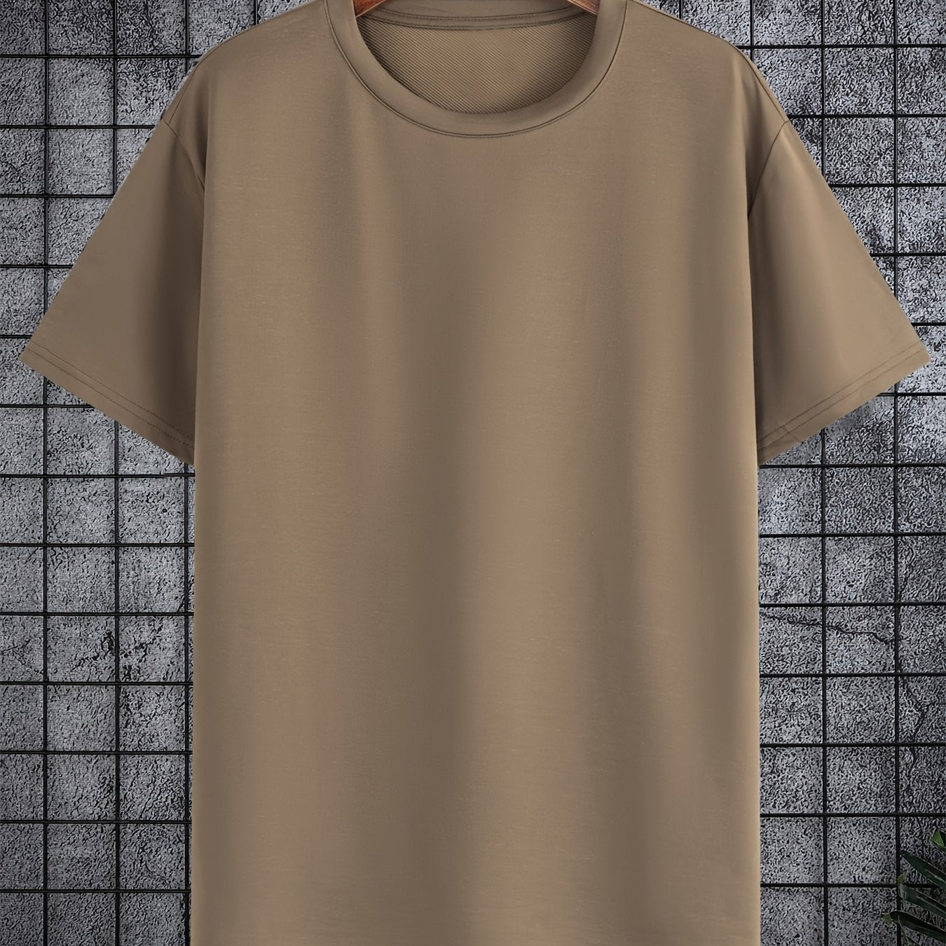 Мужская большая полиэстеровая однотонная футболка с круглым вырезом и короткими рукавами для лета