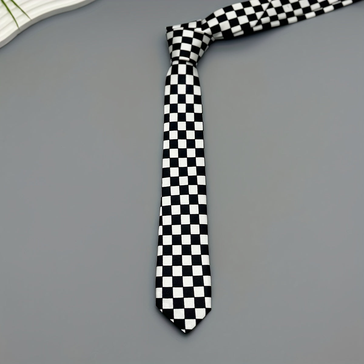 Men's Checkered Polyester Necktie Woven Style for Parties and Festivals 1 Piece
