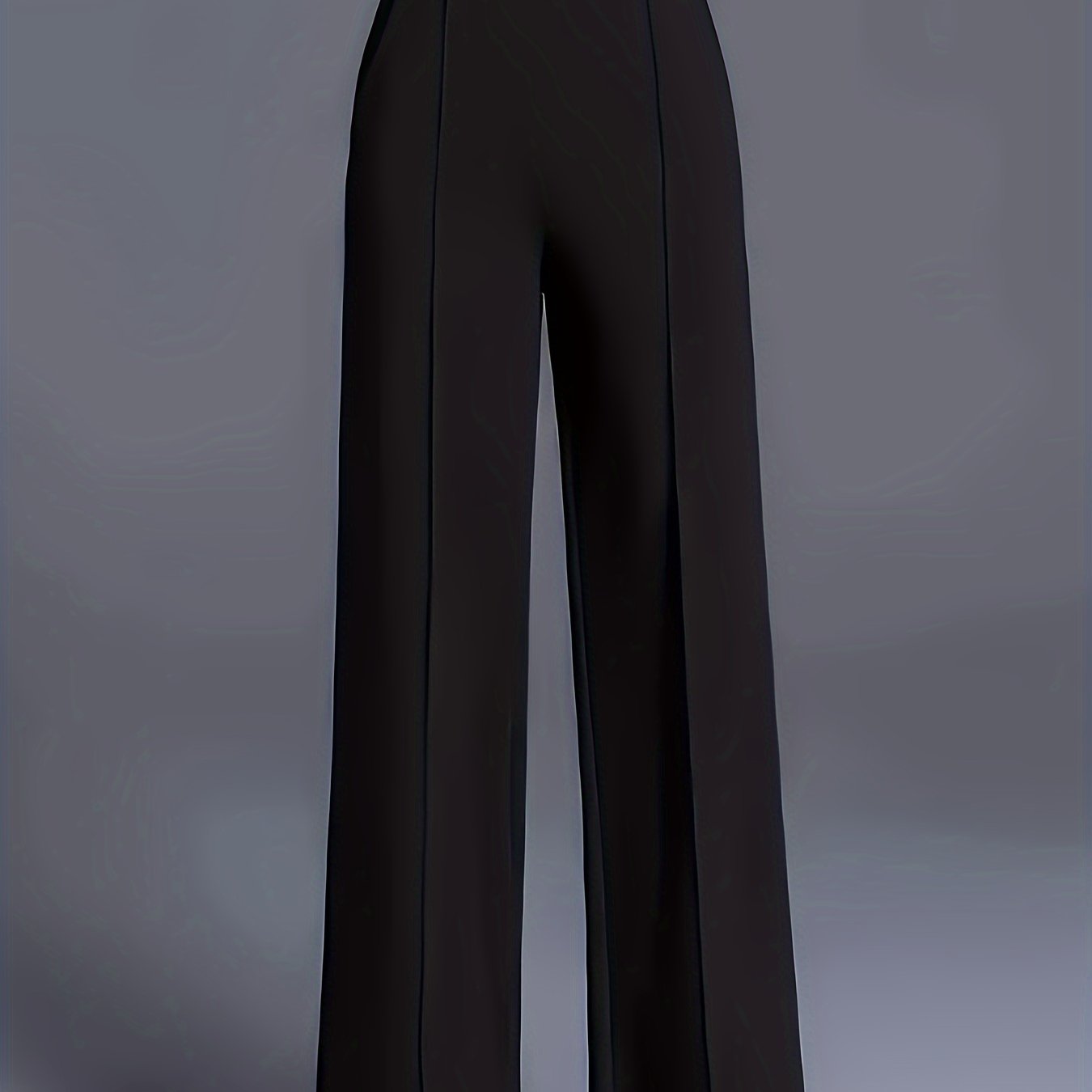 Plus Size High Waist Straight Leg Pants Casual Solid Polyester Knit With Pockets