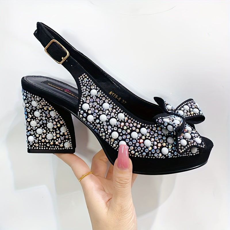 Women's Green High Heels Summer Party Shoes with Diamond Design for Weddings