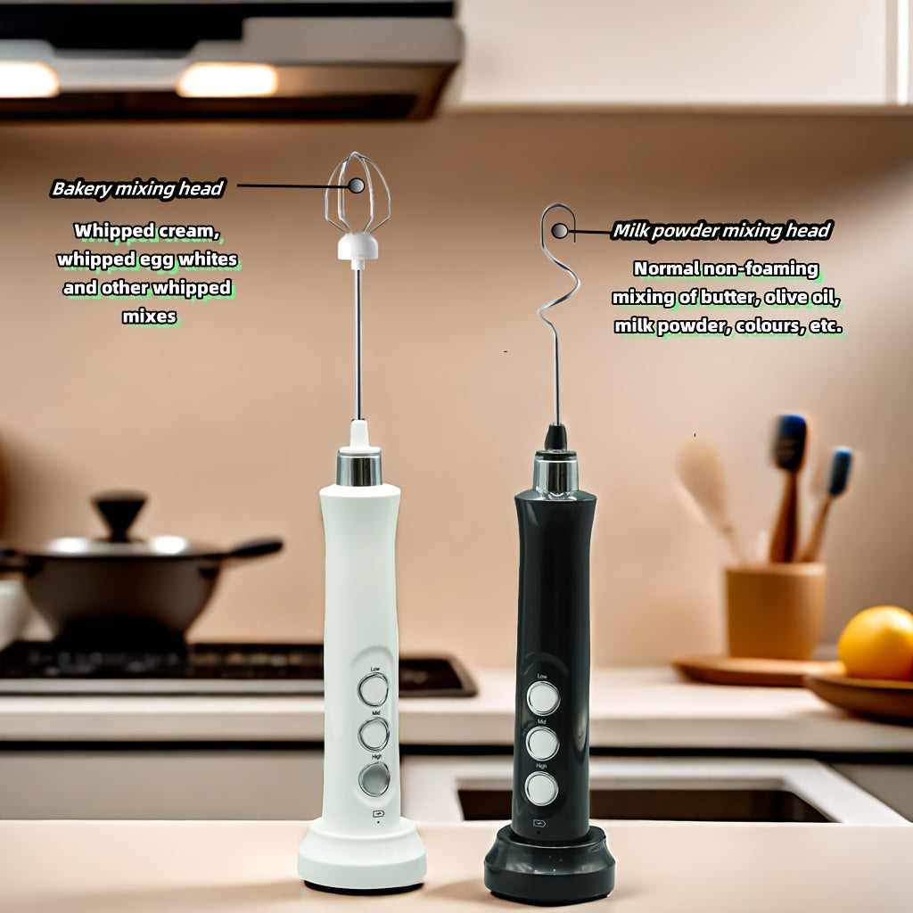 Rechargeable 3-in-1 Electric Milk Frother and Foam Maker for Coffee and Kitchen