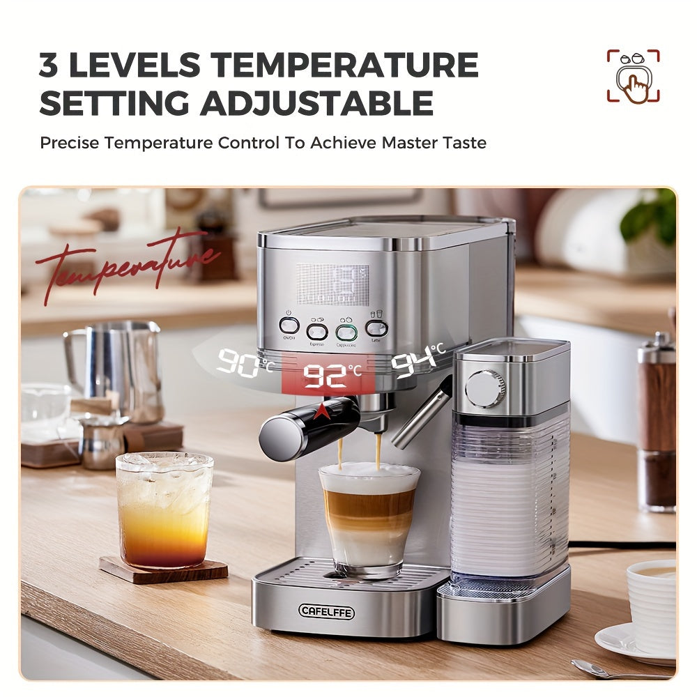 Automatic Espresso Machine with Milk Frother 20 Bar Stainless Steel 1.3L
