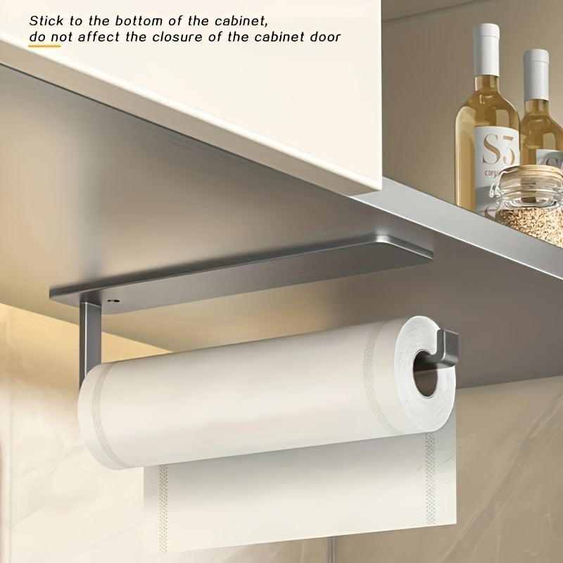 Stainless Steel Wall-Mount Kitchen Paper Roll Storage Rack Non-Perforated
