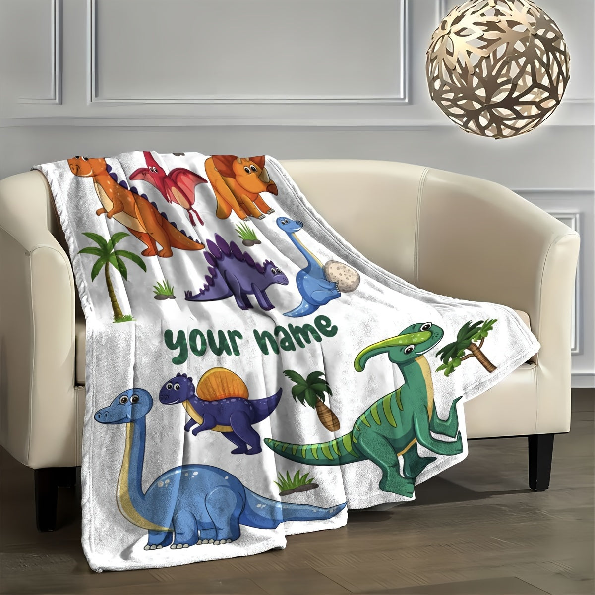 Dinosaur Cartoon Flannel Throw Blanket for All Seasons Soft Cozy Gift