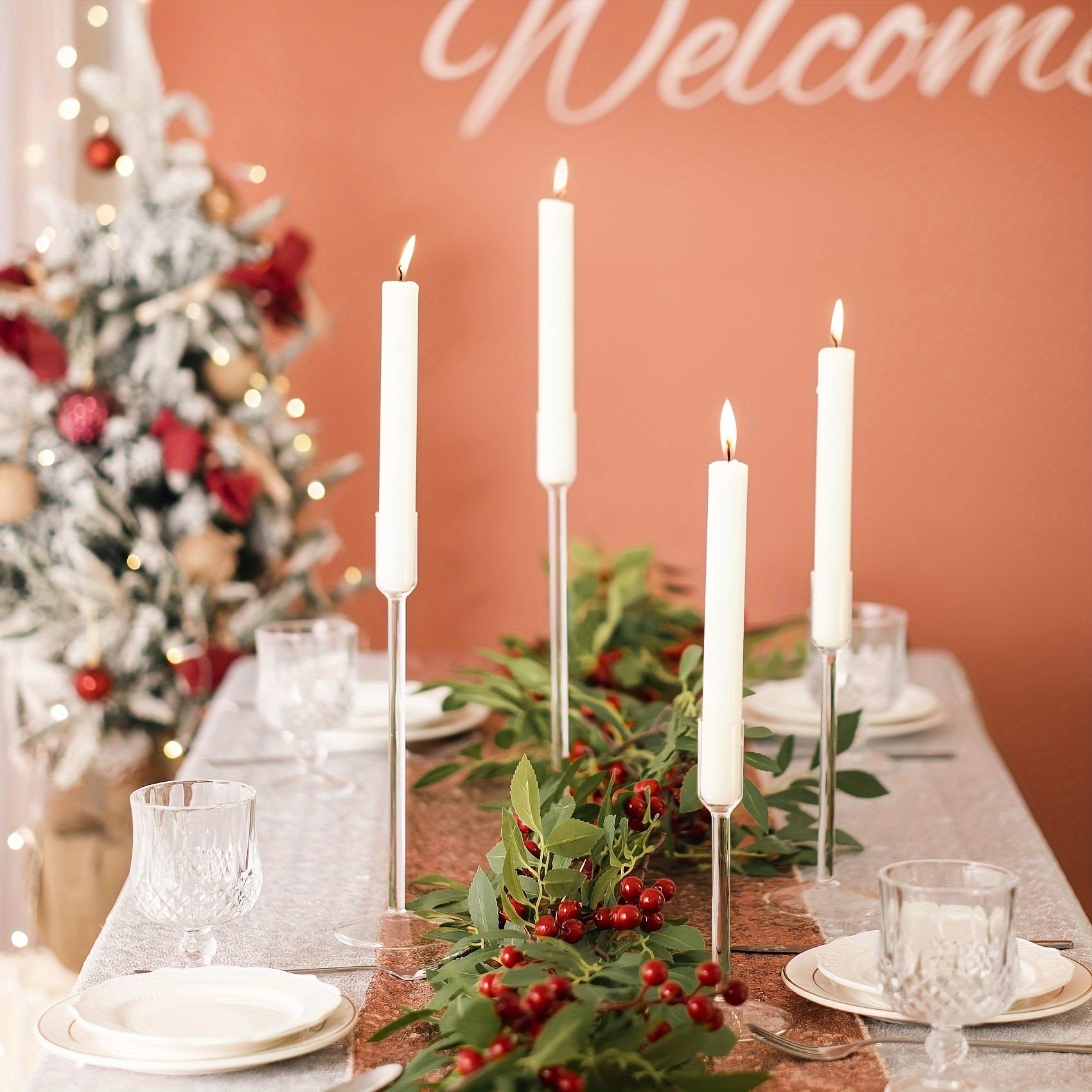 Glass Taper Candle Holders for Christmas Parties Weddings Table Centerpieces