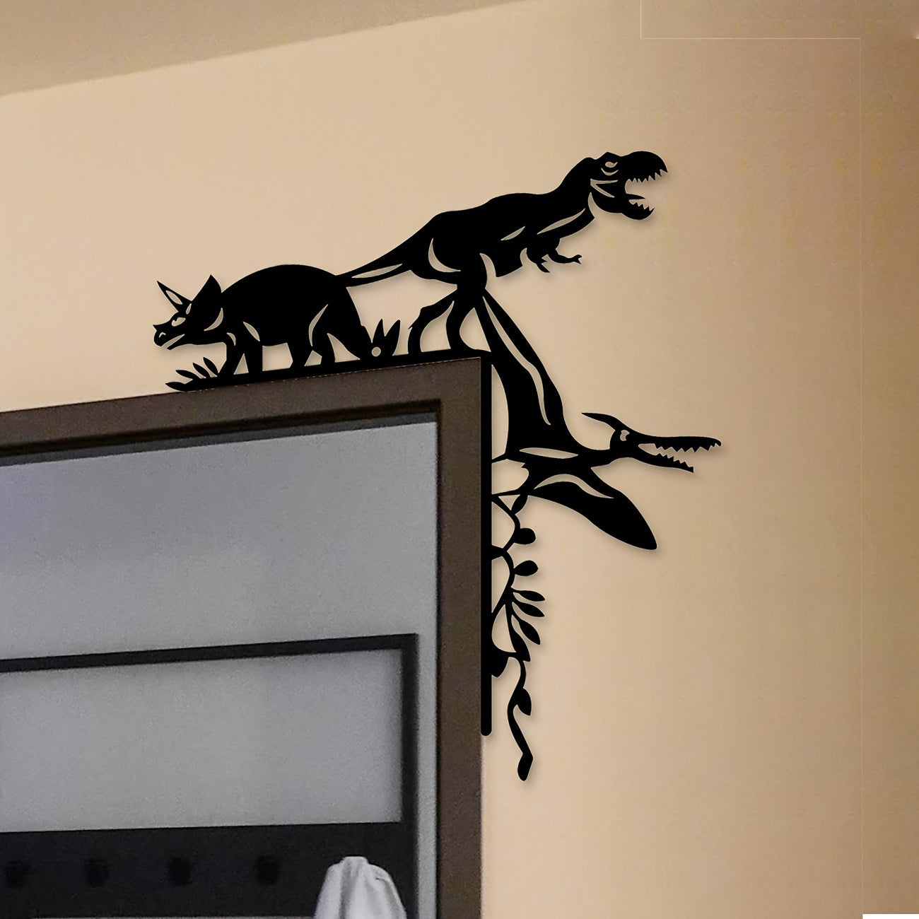Dinosaur Wall Decor T-Rex Pterosaur Metal Art for Room Door Cave