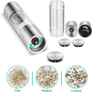 2-in-1 Stainless Steel Salt and Pepper Grinder Set with Adjustable Coarseness