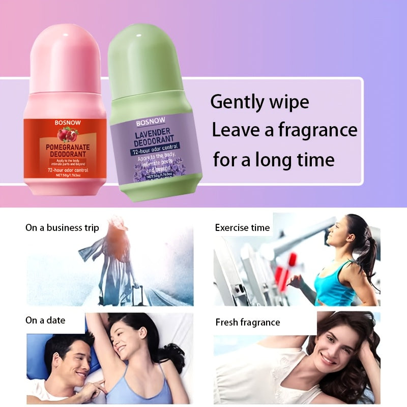 Unisex Pomegranate Lavender Deodorant Set Natural Plant Ingredients Long-Lasting 72H