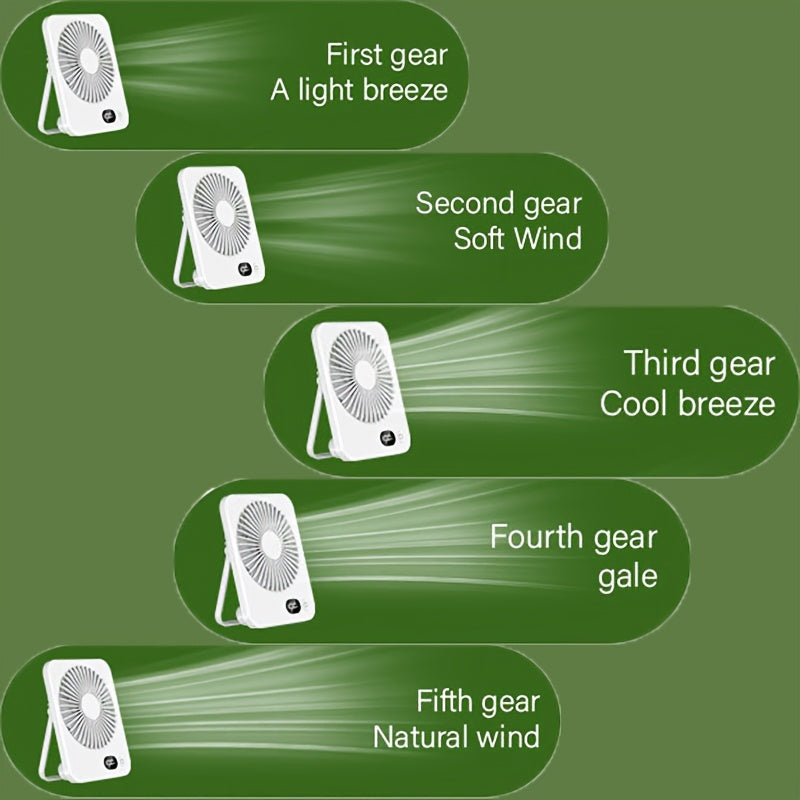 Portable USB Desktop Fan Black Pink 5-Speed Quiet Adjustable Mini Fan