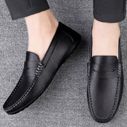Men's Solid Casual Loafers Slip-On Flat Shoes for Outdoor Walking