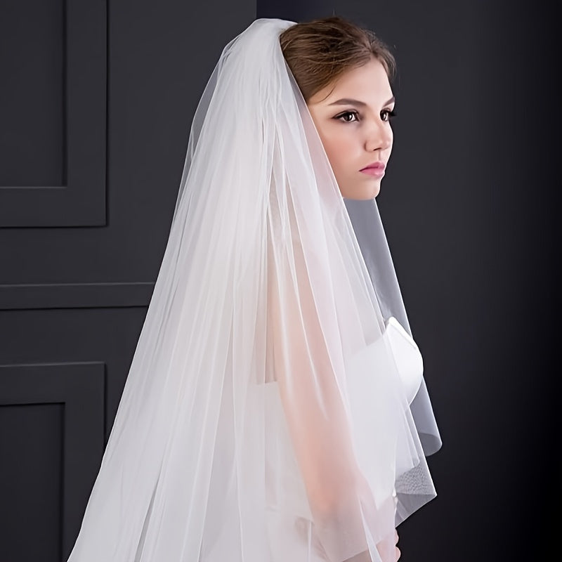 Bridal Veil with 2 Tiers and Hair Comb Long Wedding Veil for Bride Bridal Hair Accessories