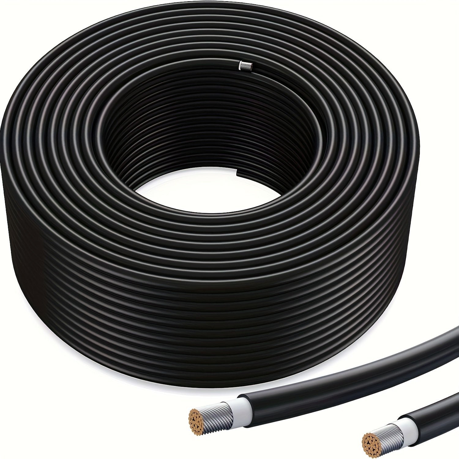 AXOTEN Quyosh Paneli Kengaytirish Kabeli To'plami, 30.48m, 10AWG Qoplangan Mis, Ikki Voltli 110V/220V, Tashqi, Avtomobil, RV, Qayiq, Amerika Seriyali Transport Vositalari uchun - Qora va Qizil Kombinatsiya To'plami, Batareyasiz