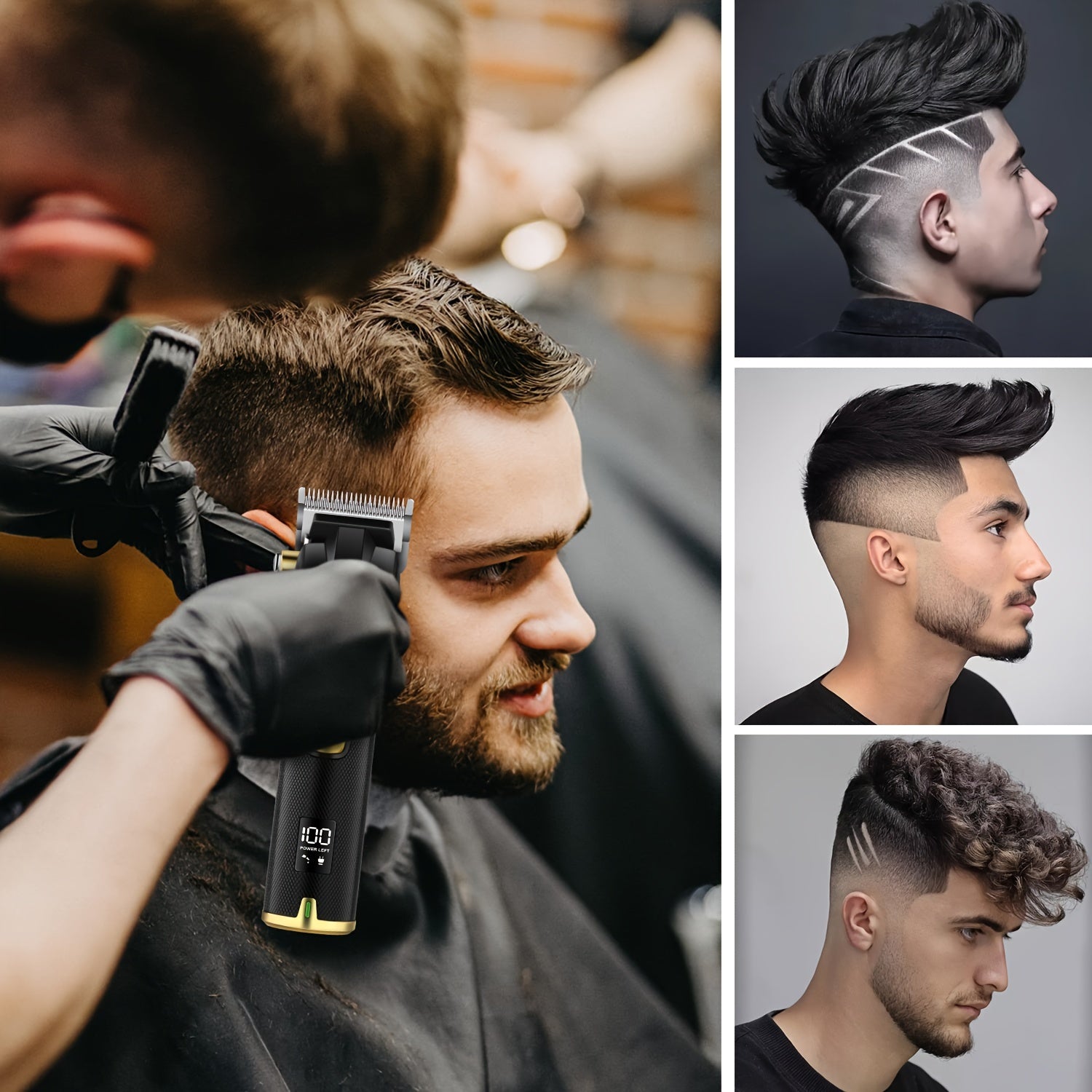 Cortapelos inalámbrico con pantalla LCD, recargable por USB, batería de 2000mAh, kit de cuidado personal