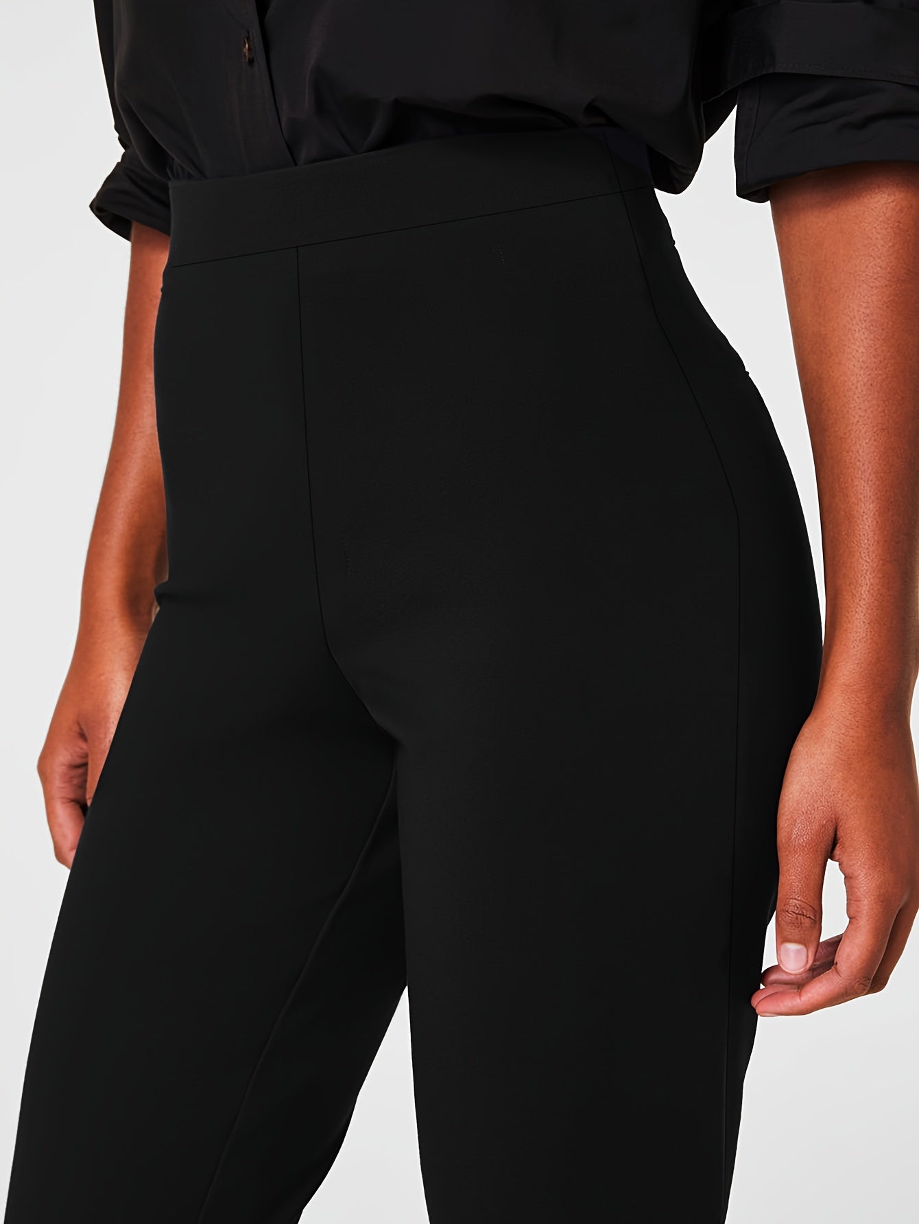 Women's Plus Size Stretchy Straight Leg Pants Black Plus-Size Pants