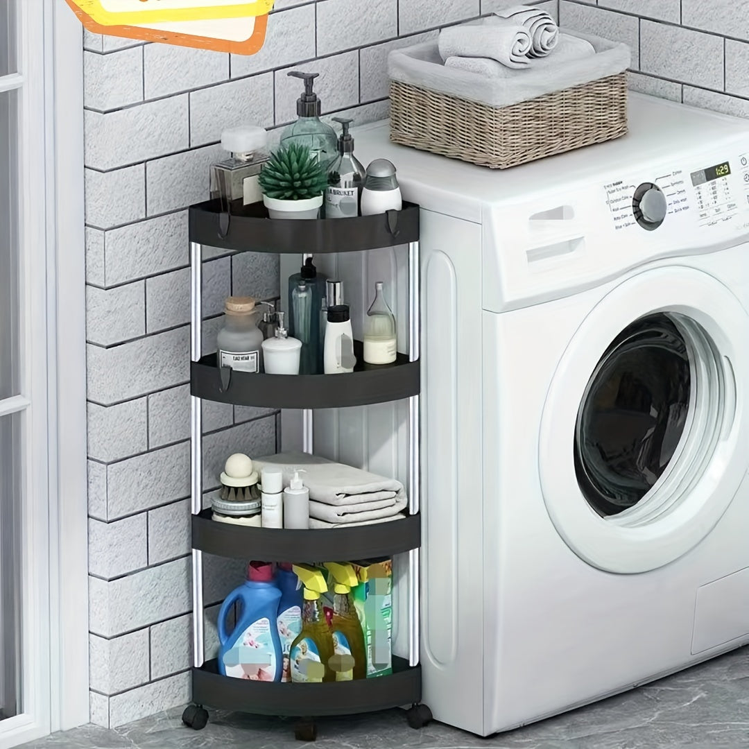 Estante de esquina giratorio de 360 grados, acero inoxidable, plástico, altura ajustable, almacenamiento para baño y sala de estar