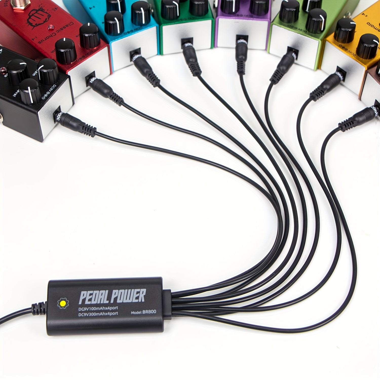 Guitar Pedal Power Supply with 8 Outputs and USB 9V DC Adapter