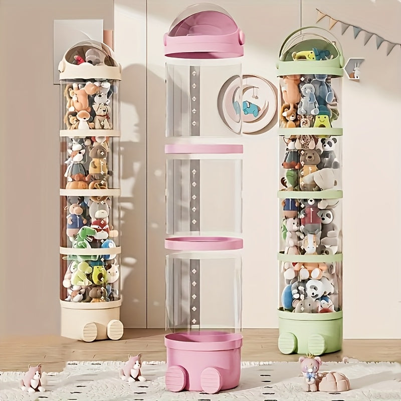 Waterproof Plastic Storage Bin for Dolls and Toys, Round, Organizing Container