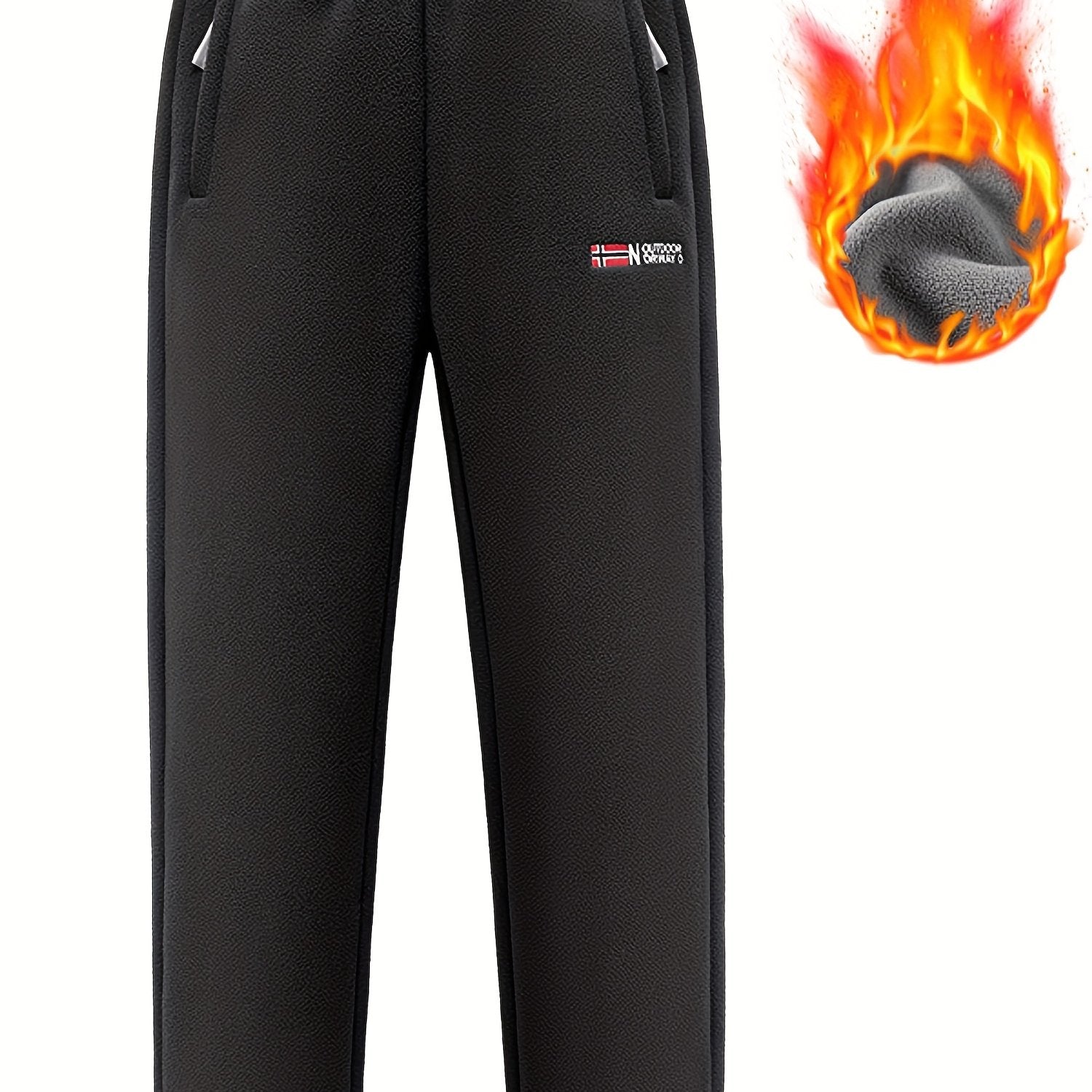 Tashqi sport va tasodifiy piyoda yurish uchun mo'ljallangan erkaklar uchun to'la fleytsli uzun shimlar, elastik bilaklar, shamol o'tkazmaydigan tortma bel, zipli cho'ntaklar, tikilgan fleyts va sozlanadigan shim oyoqlari bilan.