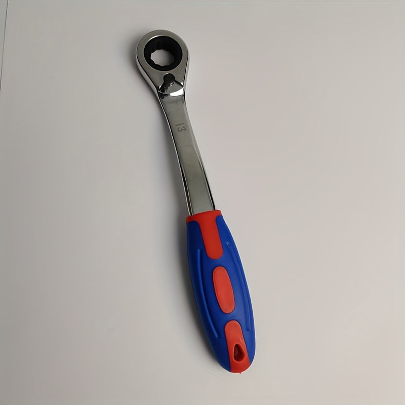 Унисекс пластиковый двухсторонний трещоточный ключ 8-19мм с изогнутой рукояткой