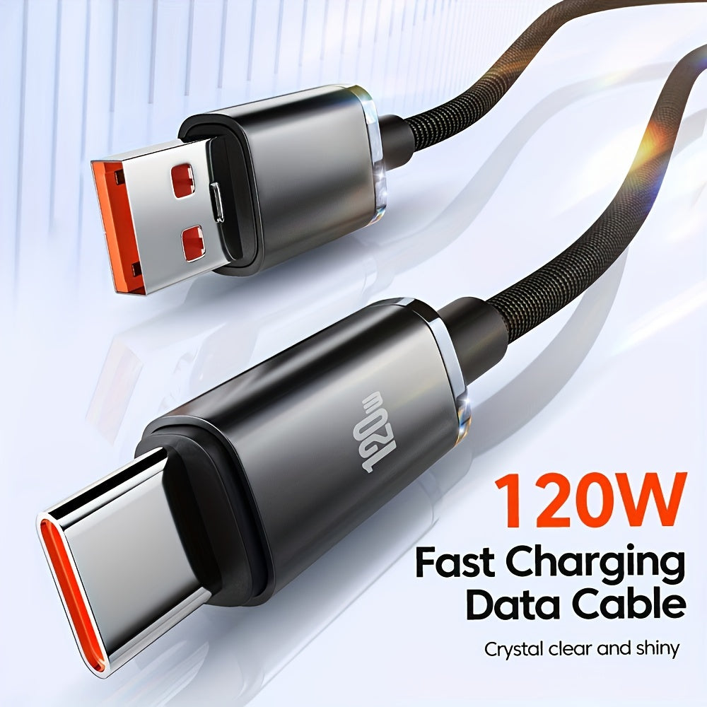 120W USB Type-C Cable Fast Charging Data Sync PVC Glossy Round Male to Male