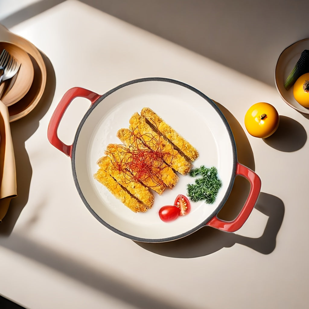 Cast Iron Enamel Frying Pan Non-Stick Skillet for Gas and Electric Stoves