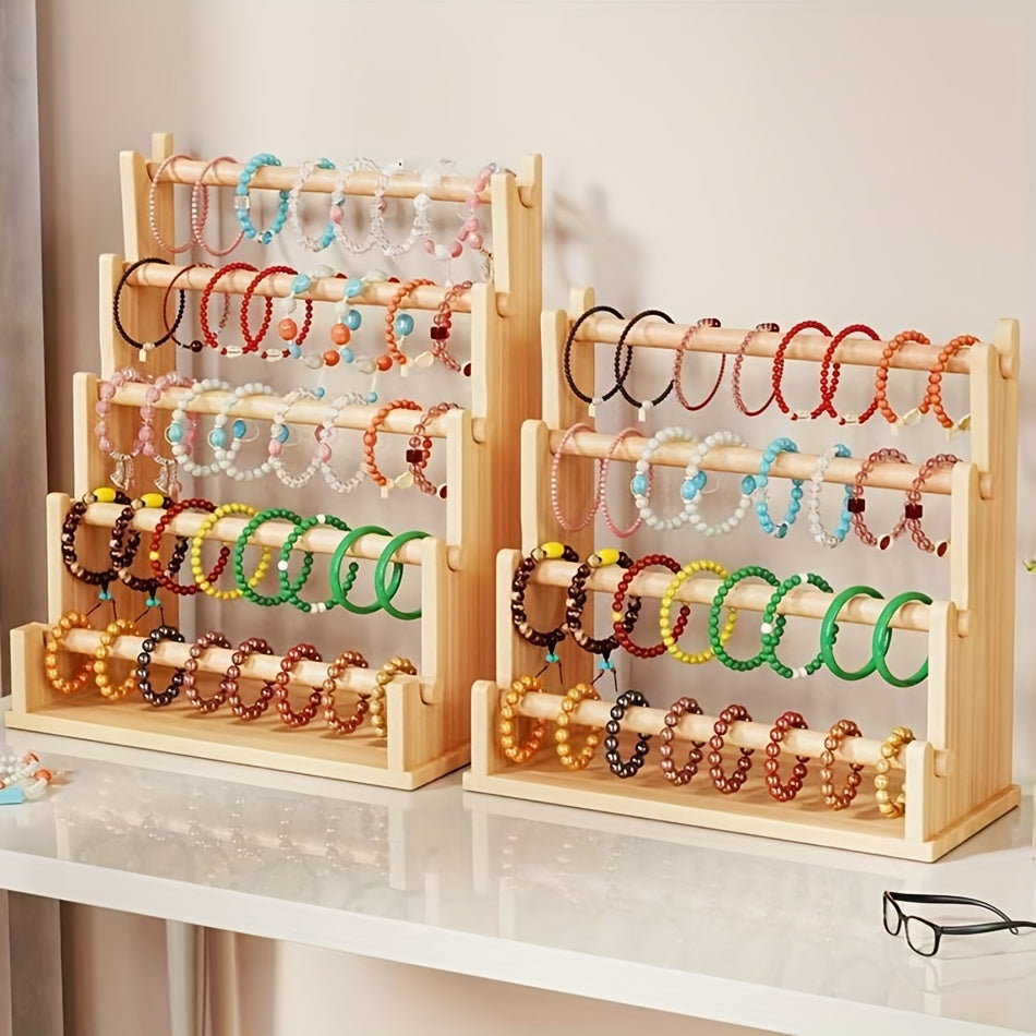 Multi-layer Wooden Jewelry Organizer Rack with 5 Shelves for Bedroom Storage