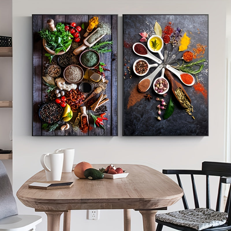 Frameless Canvas Wall Art Set for Kitchen Dining Room Decor 2 Pieces 39.88x59.94cm