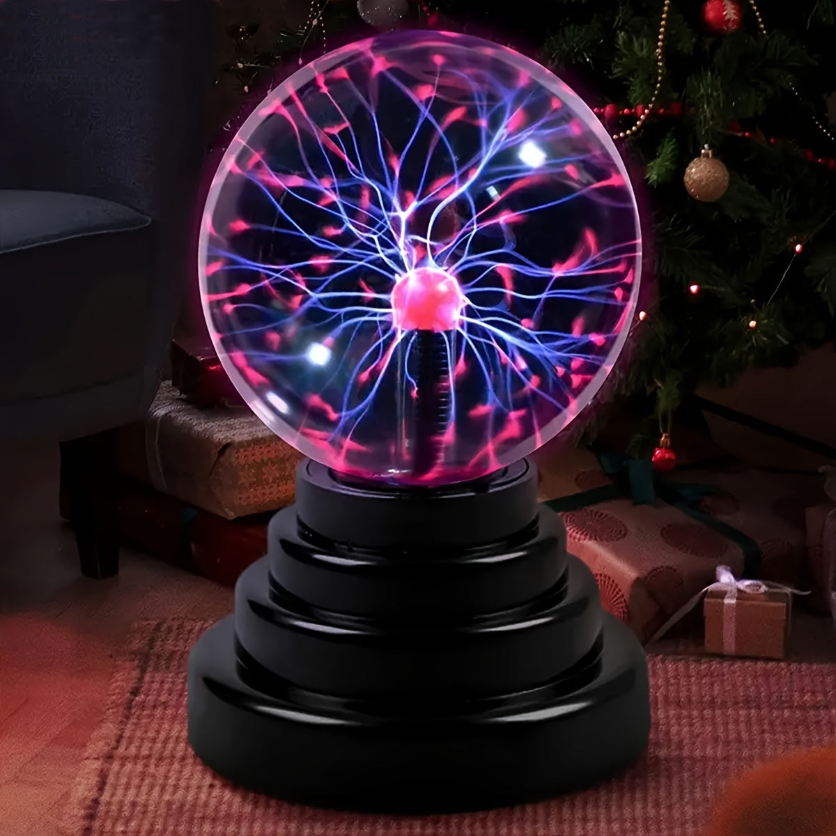 Modern Plasma Ball Lamp Touch Sound Sensitive Interactive Lightning Effects Crystal Shade USB Powered Battery Operable