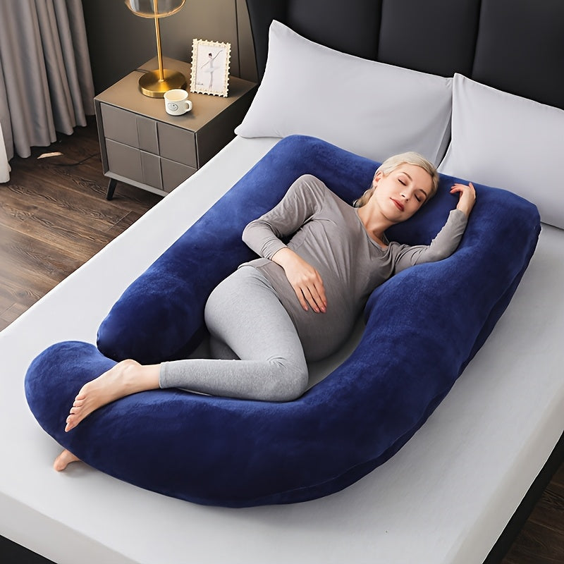 Pregnancy Pillow J-Shaped Full Body Support Soft Polyester Removable Cover