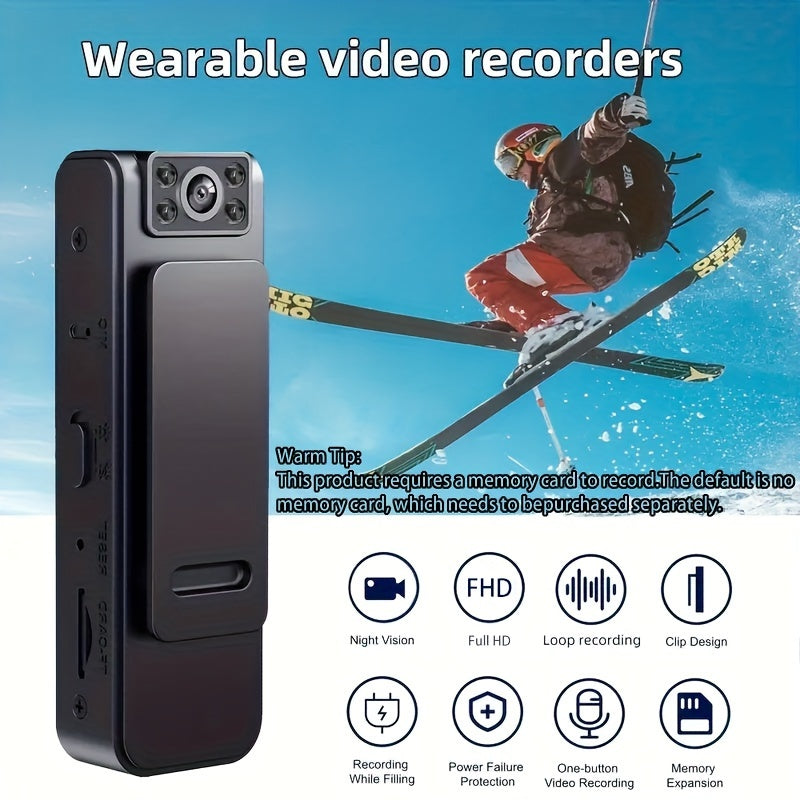 Wearable Full HD Video Recorder with Night Vision Touch Control Portable Mini Camera with Microphone