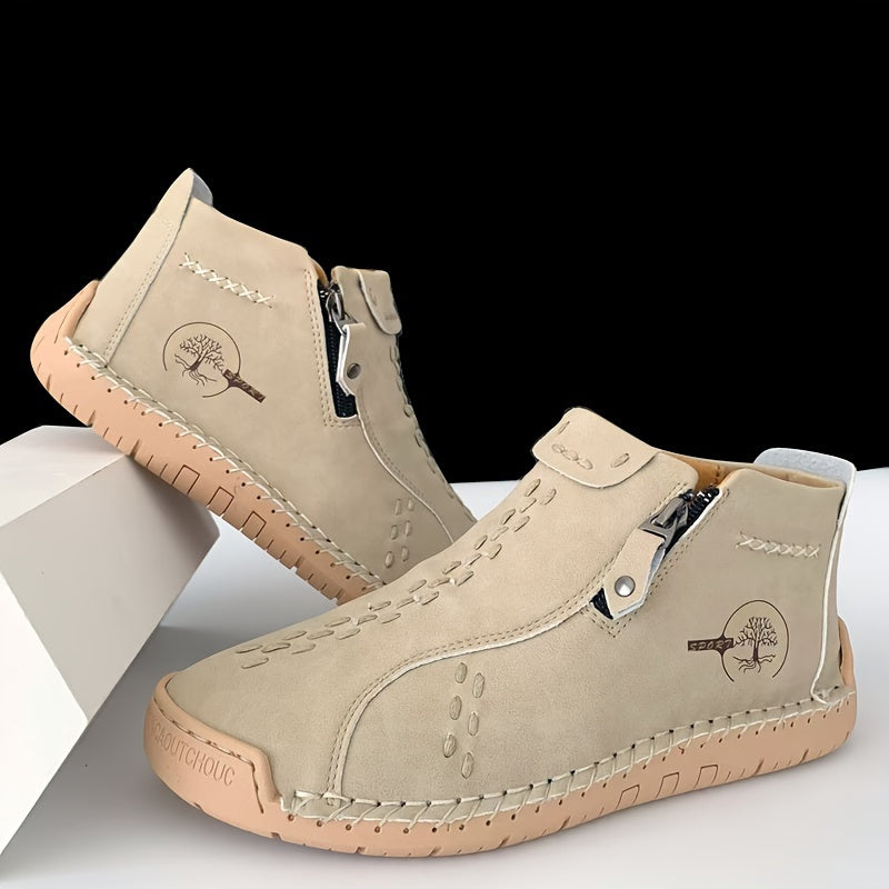 Женские ботинки на щиколотке повседневные однотонные с молнией на плоской подошве, универсальные для всех сезонов