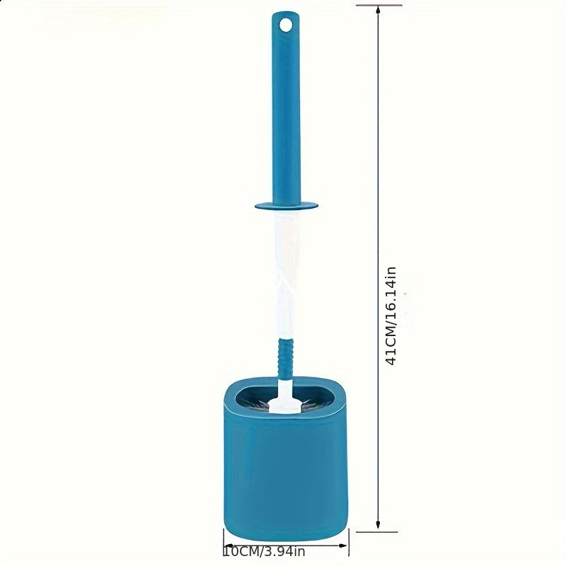 360 Degree Curved Handle Toilet Brush Set Hemispherical Brush Head Wall Mount or Floor Storage