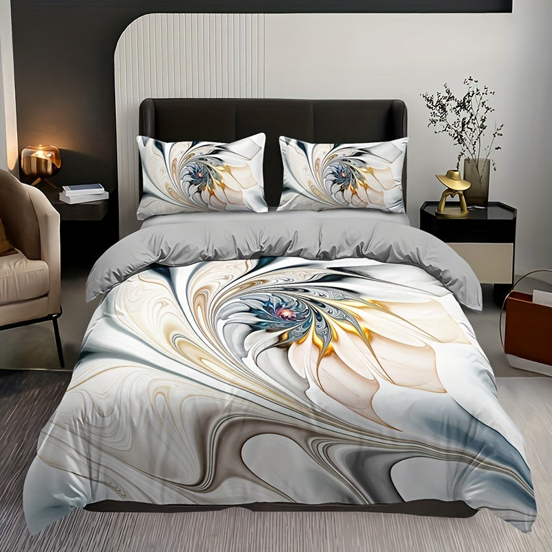 Marble Print Bedding Set 3 Piece Duvet Cover and Pillowcases Soft Comfort for Bedroom or Guest Room