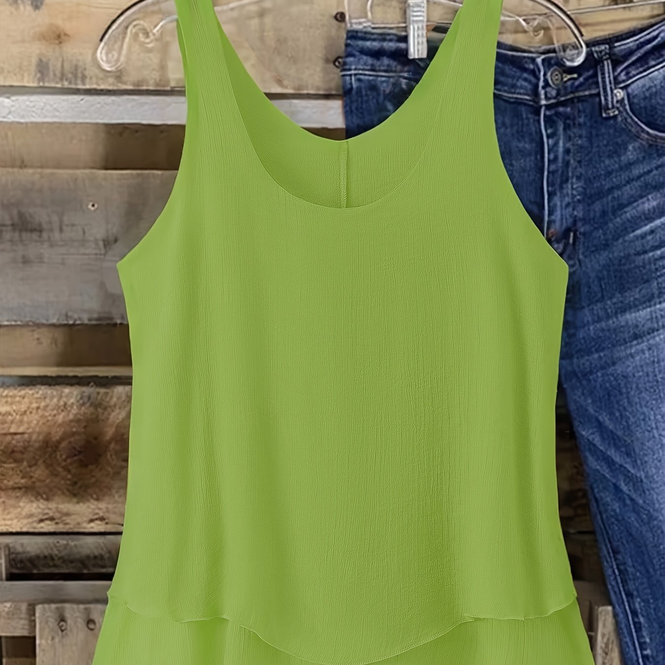 Plus Size Double-Layer Woven Tank Top for Women Sleeveless Orange