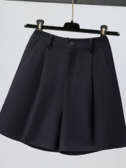 Women's High-Waist Pleated Shorts White Summer Skort Lightweight Machine Washable