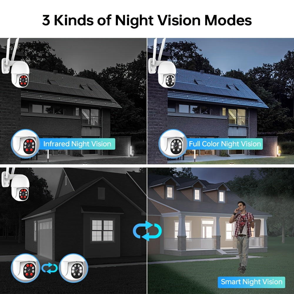 Wireless Outdoor Security Camera 360° View Motion Detection Two-Way Audio Night Vision