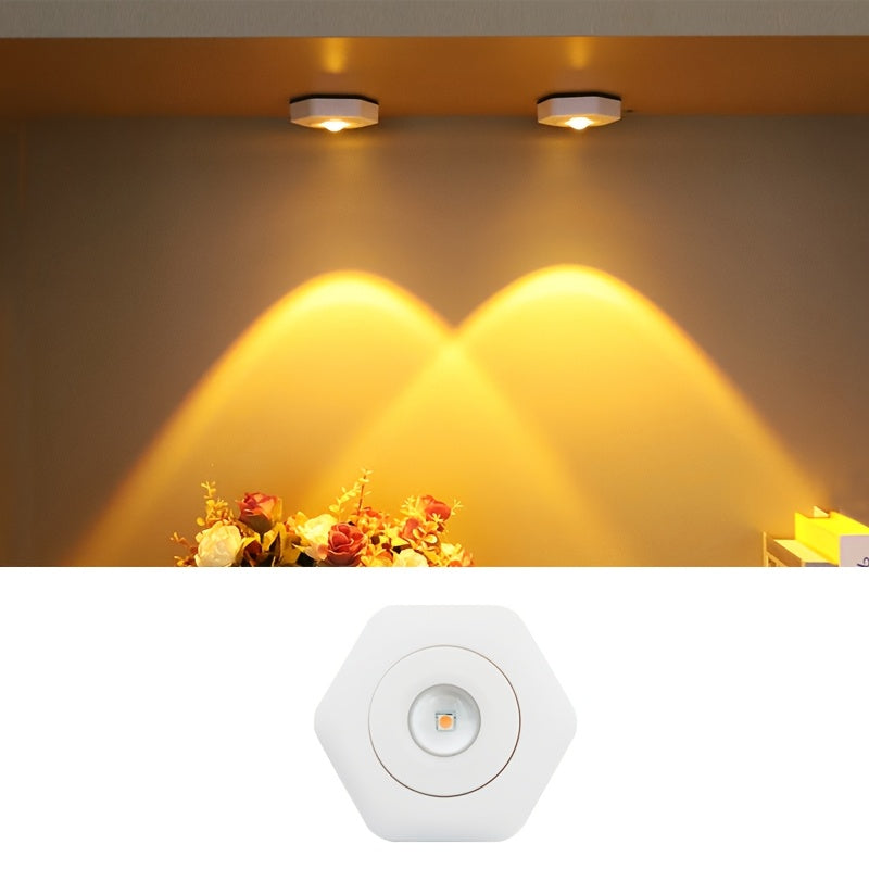 Lámpara de atardecer LED con diseño hexagonal, brillo de dos niveles, alimentada por batería para dormitorio, sala de estar, fotografía