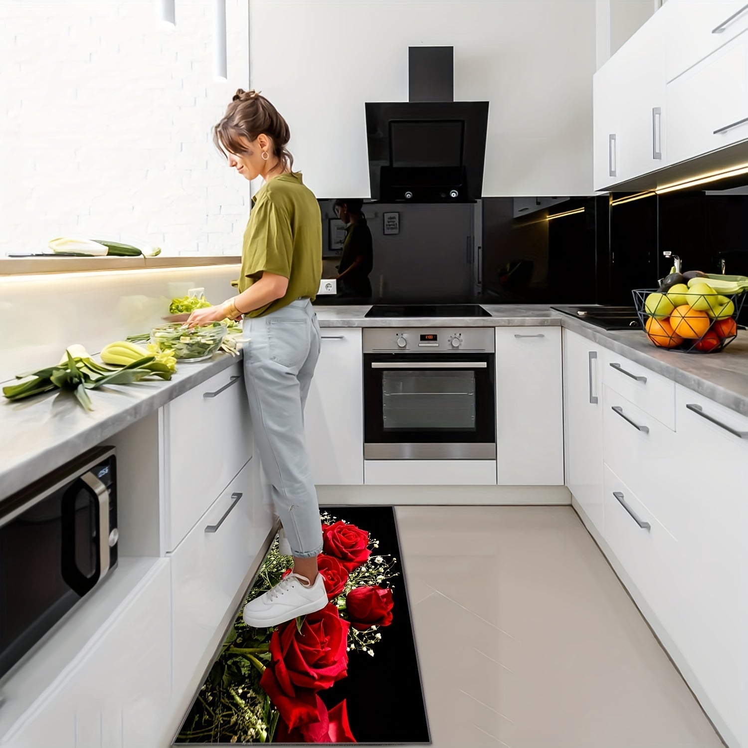 Набор кухонных ковриков с амортизирующими противострессовыми ковриками, водонепроницаемый, нескользящий, в рустикальном стиле