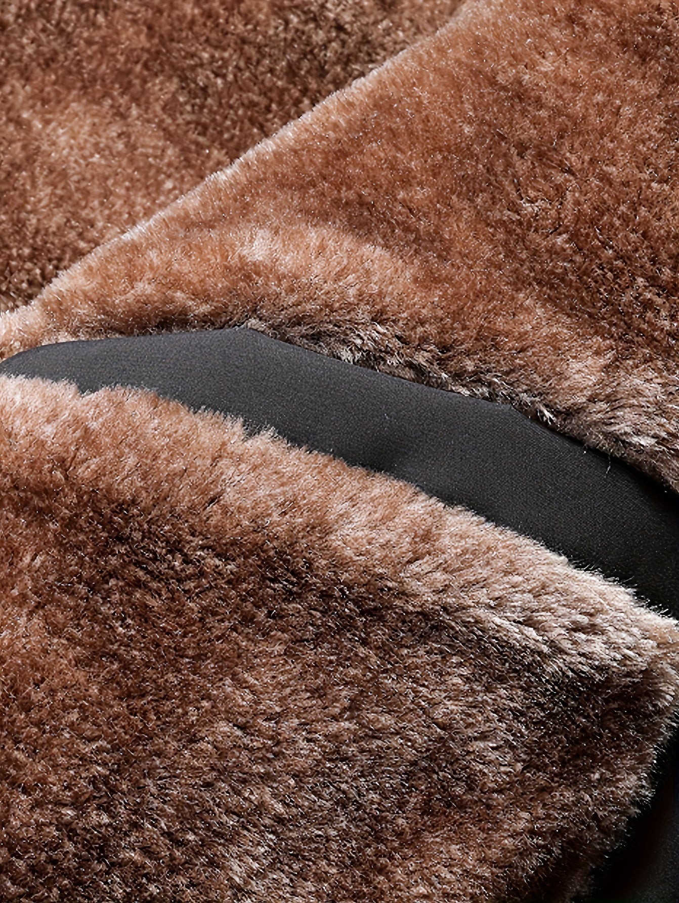 Men's Navy Blue Fleece-Lined Casual Jacket Polyester Stand Collar Zipper Pockets