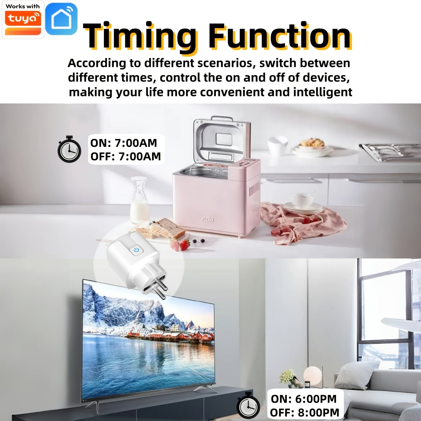 Enchufe inteligente Zigbee estándar europeo 110V/220V empotrado compatible con Alexa