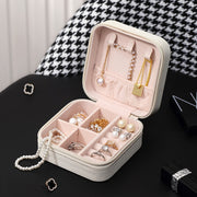 Leather Jewelry Organizer Box with Zipper Closure for Rings Earrings Necklaces and Bracelets