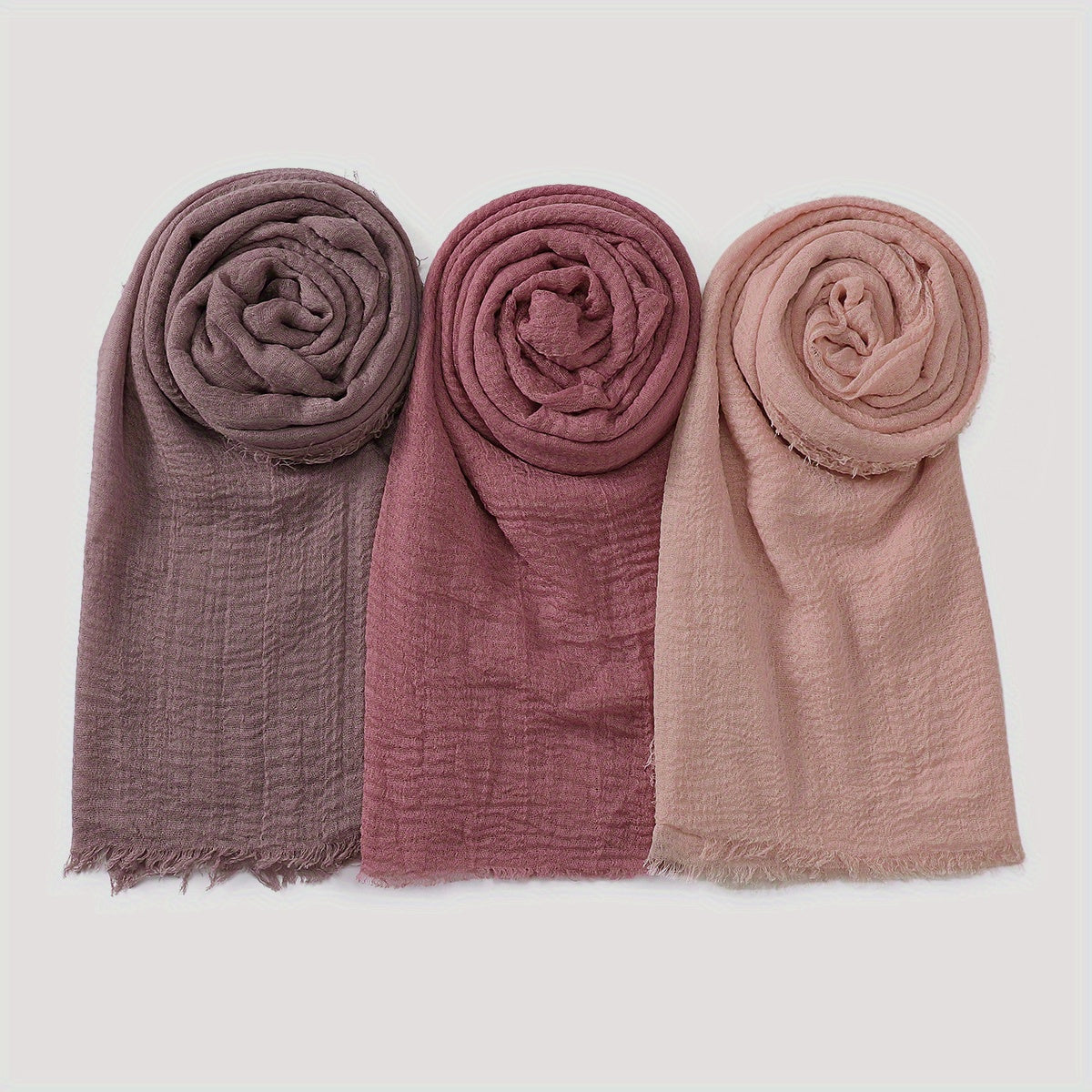 3 ta minimalistik pufli pleatli hijablar to'liq ranglar nafas oladigan kundalik sharflar
