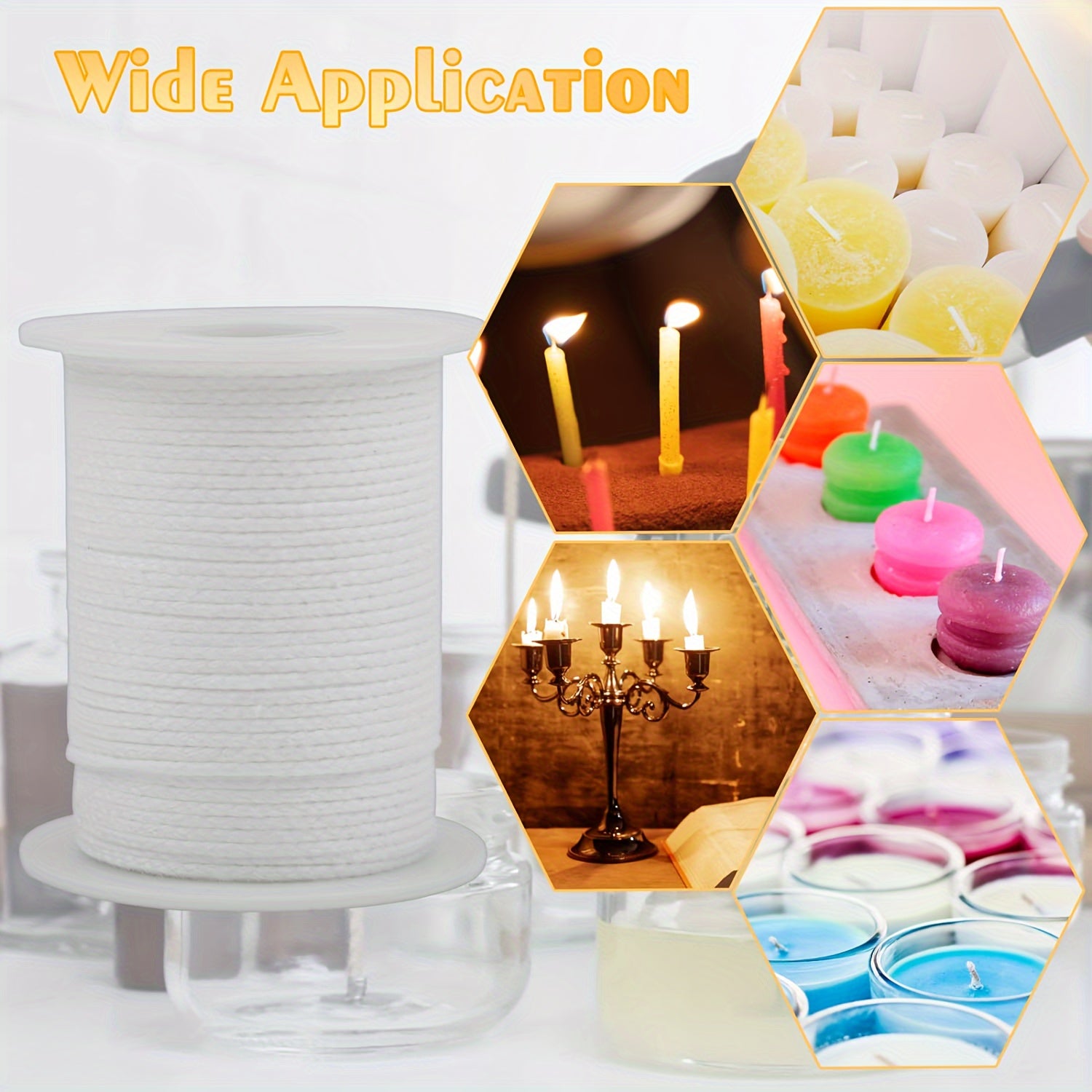 6100cm Natural Candle Wicks Set with 100 Holders for DIY Candle Making