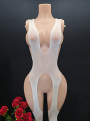 Боди для женщин больших размеров с красной нюдовой сеткой, сексуальное белье, открытая промежность