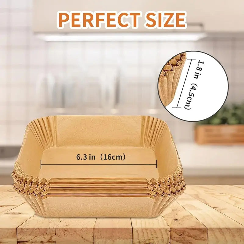 100 Pieces Square Air Fryer Paper Disposable Dinner Plates for Outdoor Use
