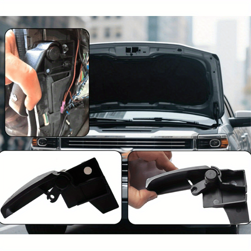 Black ABS Engine Hood Release Handle for Trucks and SUVs Durable Plastic