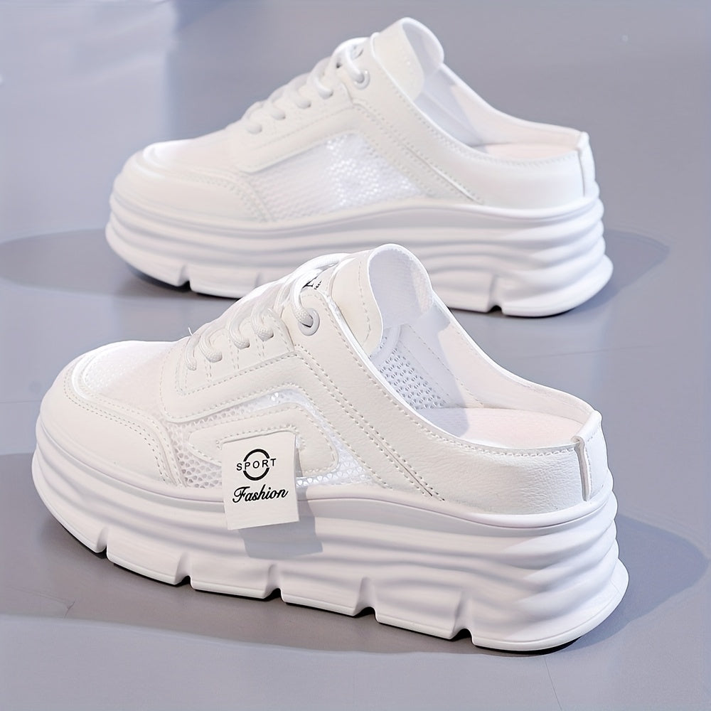 Women's Breathable Mesh Running Shoes Casual Sneakers Beige Low-Top