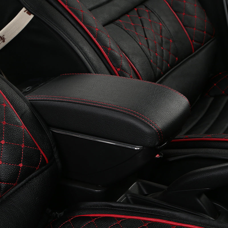 Подлокотник с кожаным чехлом черного цвета для малых автомобилей, ящик для хранения в центре консоли